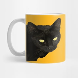 Black Cat With Beautiful Yellow Eyes Vector Art Cut Out Mug